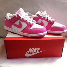 Brand New Pink Nike Dunk Low. I Love These Shoes They Are Soooo Cute! I Have Two Different Sizes 3 Youth And 7 Youth! Both Are Brand New, Never Worn. Cute Jordans, Nike Shoes Women Fashion, Pink Nike Shoes, Pretty Sneakers, Cute Nike Outfits, Nike Fashion Shoes, Preppy Shoes, Pretty Shoes Sneakers, Jordan Shoes Retro