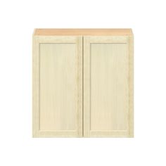 a wooden cabinet with two doors on one side