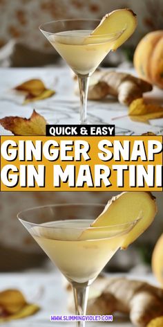 the ginger snap gin martini is garnished with an orange peel