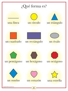 a poster with different shapes and words in spanish on the bottom right hand corner, which includes