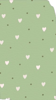 a green and white background with hearts on the bottom, in pastel pinks