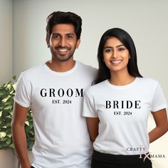 Planning for a wedding or want to gift a unique gift for a wedding? Consider matching dulha/dulhan shirts! Personalized with the year so this can be cherished for years.  We hand design and print each item to order, so keep in mind the size/placement of your design may be slightly different than the picture, making each and every item is a unique work of art! All items are wrapped in tissue paper and a plastic bag to protect it in the shipping process. Care Instructions are included with every p Married Couple Shirts, Wedding Gifts Indian, Indian Wedding Gifts, Indian Gifts, Hand Design, Married Couples, Art Unique, Married Couple, Couple Shirts