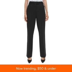 in stock Business Casual Slacks, Pant Trousers Women, Calvin Klein Black Dress, Black Velvet Pants, Womens Black Pants, Fitted Dress Pants, Jumpsuit Dressy, Calvin Klein Pants, Calvin Klein Woman