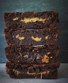 four brownies stacked on top of each other