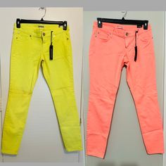 2 Jeggings Included Pair Size 8 New Pants Jeans Legging Regular Fit Low Rise. Open To Offers Casual Yellow Mid-rise Pants, Casual Mid-rise Yellow Pants, Trendy Neon Yellow Bottoms For Spring, Yellow Mid-rise Bottoms For Spring, Fitted Mid-rise Yellow Pants, Trendy Fitted Neon Yellow Bottoms, Fitted Neon Yellow Bottoms For Spring, Red Dress Pants, Orange Leggings