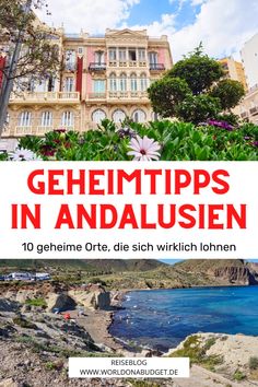 the front cover of a travel guide for germany with flowers and buildings in the background