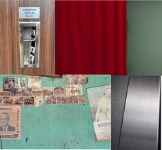 there are many different pictures in this collage, including an old phone and newspaper clippings