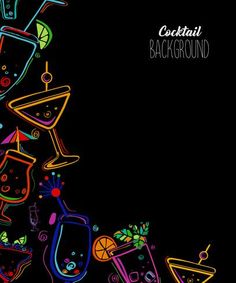 colorful cocktails and drinks on black background with space for your text or image illustration