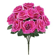 a bouquet of pink roses on a white background