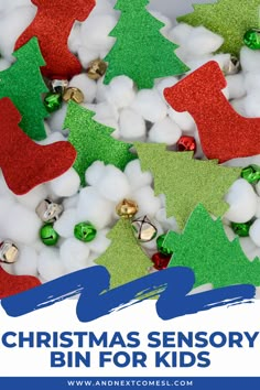 christmas sensory bin for kids to play with