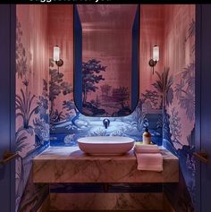 Arabian Bathroom Ideas, Lebanese Interior, Koi Wallpaper Bathroom, Fantasy Royal Bathroom, Blue And Pinkbathroom Wallpaper, Pink Tiger Wallpaper Bathroom, Interior Design Bathroom, Dallas House, Earthship Home