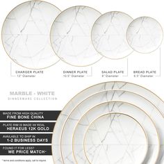 marble white dinner plates with gold rims, set of 4 for $ 3 99