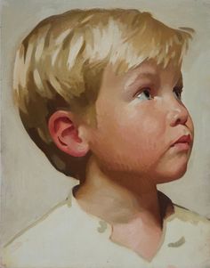 a painting of a young boy with blonde hair