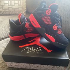 Used, Good Condition, Red Thunder Jordan 4’s Red Thunders, Jordan 4’s, Red Thunder, Jordan 4s, Youth Shoes, Air Jordan 4 Retro, Big Kids, Red Color, Kids Shoes