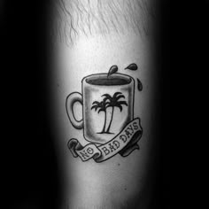 a black and white photo of a coffee cup with the words no bad days on it