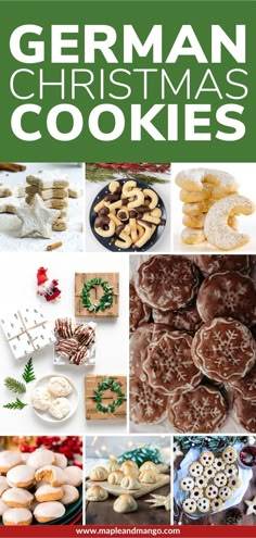 the german christmas cookies cookbook with pictures of different kinds of cookies and other holiday treats