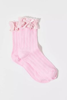 Applique Femme Ruffle Sock | Urban Outfitters Ruffle Sock, Metallic Midi Skirt, Oakley Radar Ev, Parisian Wedding, Frilly Socks, Ruffled Socks, Pink Fits, Leather Slide Sandals, Cropped Tube Top