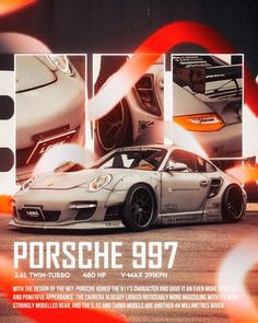 an advertisement for the porsche 997