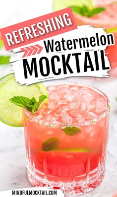 refreshing watermelon mocko cocktail with lime and mint garnish