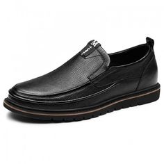 Color:  Black  Height increasing: 5.5 cm ... Leather Round Toe Slip-ons For Business, Black Textured Sole Slip-ons For Business Casual, Classic Black Slip-ons With Stitched Sole, Black Almond Toe Slip-ons With Leather Sole, Black Textured Sole Loafers For Business Casual, Black Loafers With Textured Sole For Business Casual, Black Business Slip-ons With Textured Sole, Business Slip-on Faux Leather Shoes, Black Slip-on Oxfords With Rubber Sole