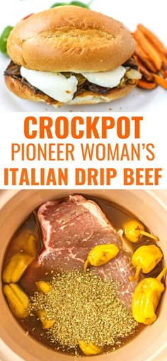 the crockpot is an italian soup with meat and vegetables in it that are ready to be eaten