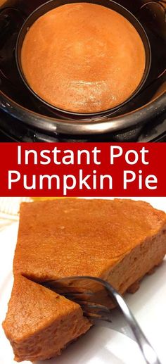 pumpkin pie is cut into pieces and served in a pan with a fork on the side