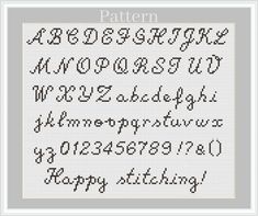 a cross stitch pattern with the letters and numbers for each letter, which are in different sizes