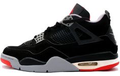 Nike Air Jordan 4 Retro 'Bred' 1999 Black/Cement Grey 136013-001 Air Jordan 4 Bred, Jordan 4 Retro Bred, Jordan 4 Bred, Vapour Max Nike, Nike Air Jordan 4 Retro, Nike Air Jordan 4, Shoe Designs, Nike Air Vapormax Flyknit, Air Jordan 13 Retro