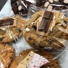 chocolate chip cookies and marshmallows wrapped in plastic