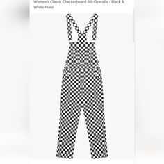 Brand New With Tags Checkered Overalls, Bought Off Amazon But Didn't Return In Enough Time. Love Them But They Are Too Big For Me. I Reordered In A Smaller Size. These Are A Large. Measurements Are In Last Photo. Checkered Overalls, Pant Jumpsuit, Jumpsuit Romper, Overalls, Pants For Women, Rompers, Black White, Brand New, Black And White