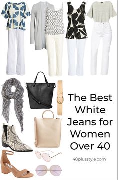 Best white jeans for women over 40 | 40plusstyle.com Jeans For Women Over 40, White Jeans Women, White Jeans For Women, Best White Jeans, White Jeans Winter, Neutral Wardrobe, Style Help, House Wear