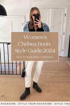 Transform your wardrobe with Chelsea boots in 2024. Discover how to wear black, brown, and beige boots in various outfits, including fall and winter looks with women's jeans. Ideal for women seeking chunky styles that transition from spring to work effortlessly. Style Chunky Chelsea Boots, Chelsea Boots Jeans, How To Wear Chelsea Boots Women, Chelsea Boots Women Outfit, Brown Chelsea Boots Outfit, Black Chelsea Boots Outfit, Chelsea Boots With Jeans, How To Style Chelsea Boots, Chelsea Boot Outfits Women