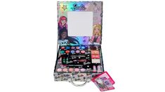 Look your best with the barbie fashion makeup case. Young cosmetologists can express their personal style with this beautiful holographic makeup kit featuring a real framed mirror inside the lid. Kids have everything they need to create both fresh-faced daytime and glamor-filled theatrical makeup looks. Kit includes 10 shades of eyeshadow and 2 applicators; 3 blush colors, cheek highlighter, blush brush; 3 mini- and 2 full-sized lipstick tubes; and a variety of lip glosses in a squeeze-tube, wand, and a 5-shade palette. The kit itself has a sturdy handle for easy transport, making it easy to bring along on sleepovers and makeup parties with friends. With so many beautiful colors, theres never any reason not to sparkle and shine just like barbie. Ages 5+ | Barbie Makeup Case | Meijer Holographic Makeup, Barbie Makeup, Theatrical Makeup, Lipstick Tube, Lip Glosses, Framed Mirror, Blush Brush, Blush Color, Makeup Case