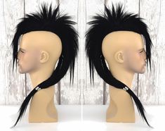 Feather Mohawk Headpiece, Fake Mohawk Wig for Men and Women, Human Hair Mohawk Hair Piece in Black, Alternative Goth Punk Drag Wig for Halloween and Cosplay. Products informations * Made with premium quality heat resistance synthetic fibre hair. * With clips to clip into the hair or without clips to glue it to the bold / shaved head. (With special glue) * Price will vary with clips and without. * Colours - Black, gray and purple. * Around 10 - 12 inches long and around 2. 2.5 inches width. ( Als Halloween Mohawk Hair, Skull With Mohawk, Diy Feather Mohawk Headdress, Skull Mohawk, Goth Faux Hawk, Mohawk Warrior, Drag Wigs, Mohawk Hairstyles, Hair Toppers