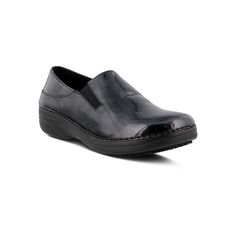 Stay comfortable while getting the job done with these Ferrara-Fog clogs from Spring Step. SHOE FEATURES Durable construction ensures lasting use Triple density, antifungal, antibacterial, removable insole Skid-resistant, oil-resistant, shock absorbent outsole with a flexible forefootSHOE CONSTRUCTION Synthetic upper Fabric lining TPR outsoleSHOE DETAILS Round toe Slip-on Padded footbed 0.875-in. platform 1.5-in. heel Color: Black Patent. Gender: female. Age Group: adult. Womens Clogs, Shoe Size Chart, Clogs, Slip On, Women Shoes, Heels, Black