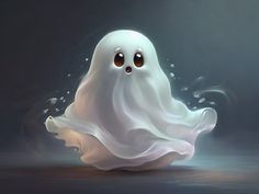 a ghost floating in the air with its eyes wide open