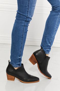 We've fallen in love with these crossover cowboy booties, which have a 2.5 inch stacked heel for a cowboy-chic look. Pair with a denim maxi skirt or cute crop jeans and a printed top for a trendy ensemble.

Size fit: True to size
Pattern type: Solid
Type: Ankle boots
Toe: Point toe
Heel height: Low heels
Heel shape: Block heels
Material: PU leather /Wood sole
Imported
Product measurements:
Heel height: 2.5 inch Love The Journey, Cowboy Chic, Heeled Chelsea Boots, Botas Chelsea, Fallen In Love, Denim Maxi Skirt, High Quality Shoes, Pointed Toe Heels, Chelsea Boot