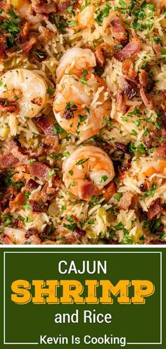 cajun shrimp and rice with bacon is cooking