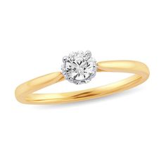 This 1/3 ct. t.w. diamond engagement ring set in 10K gold features a 1/4 ct. diamond solitaire center stone. Infinity Wedding Band, Infinity Ring Wedding, Open Hoop Earrings, Rose Gold Wedding Bands, Diamond Engagement Ring Set, Engagement Ring Set, Diamond Solitaire Engagement Ring, Favorite Rings, Wedding Rings For Women