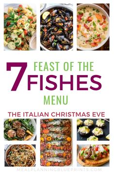 the 7 feasts menu is featured in this postcard for an italian christmas eve