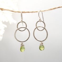 Sterling Silver Peridot Earrings, Moonstone Earrings, August Birthstone, Peridot Silver Earrings, Garnet Earrings, Double Hoop Moonstone Gemstones, Earrings Double, Double Hoop Earrings, Peridot Earrings, Faceted Gems, Steamboat Springs, August Birthstone, Brown Box, Garnet Earrings