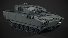 an army tank is shown on a black background, with no image to describe it