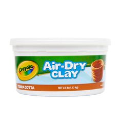 a tub of air dry clay on a white background