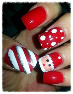 Diy Christmas Nails Easy, Diy Christmas Nails, Forest Green Nail Polish, Beautiful Fingers, Nail Stamp Kit, Red And White Nails, Fingernail Art