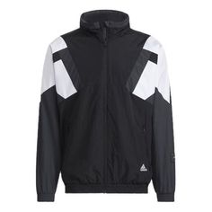 adidas Colorblock Sports Stand Collar Jacket Black HE7472 Adidas Track Jacket With Three Stripes For Outdoor Activities, Three Stripes Track Jacket For Outdoor Activities, Sports White Track Jacket With Contrast Panels, Adidas Sporty Track Jacket With Logo, Sports Nylon Outerwear With Three Stripes Branding, Sporty Adidas Windbreaker With Logo, Black Color Block Track Jacket For Sports, Sporty Three Stripes Track Jacket For Outdoor Activities, Nylon Sportswear Track Jacket For Sports Season