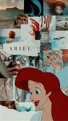 the little mermaid is surrounded by many different pictures