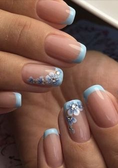 Manicure Nail Designs, French Manicure Nails, Floral Nail Designs, Her Nails, French Nail Designs, Pretty Nail Art Designs, Short Acrylic Nails Designs, Nail Designs Glitter, Gel Nail Designs