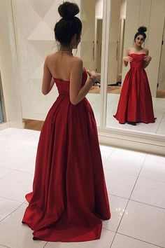 Red Satin Prom Dress, Red Formal Dresses, Satin Ball Gown, Prom Dresses Elegant, Interior Vintage, Simple Prom Dress, Sweetheart Prom Dress, Red Evening Dress, Graduation Dresses