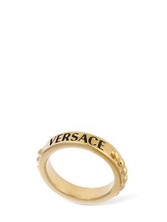 Gold-colored metal. Logo detail. Nickel free Versace Jewelry, Versace Gold, Ski Accessories, Metal Logo, Metallic Logo, Bracelets And Charms, Charm Earrings, Lace Up Shoes, Hair Jewelry