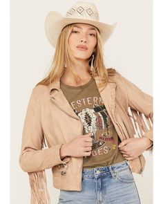 100% lambskin leather. Moto style collar. Front zip closure. Fringe detail on sleeves. Three welt hand warmer pockets with zip closure. Ariat Boots Womens, Justin Boots Men, Justin Boots Womens, Boys Cowboy Boots, Girl Cowboy Boots, Western Suits, Whip Stitch, Womens Work Boots, Suede Fringe Jacket